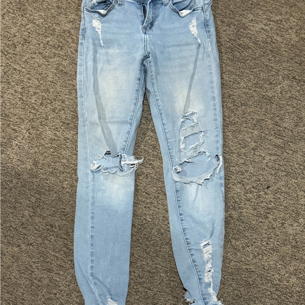 GOGO Light Blue Distressed Skinny Jeans